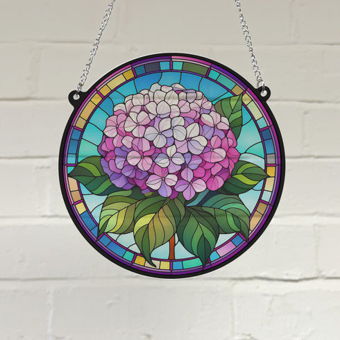 Hydrangea Stained Glass Effect Suncatcher